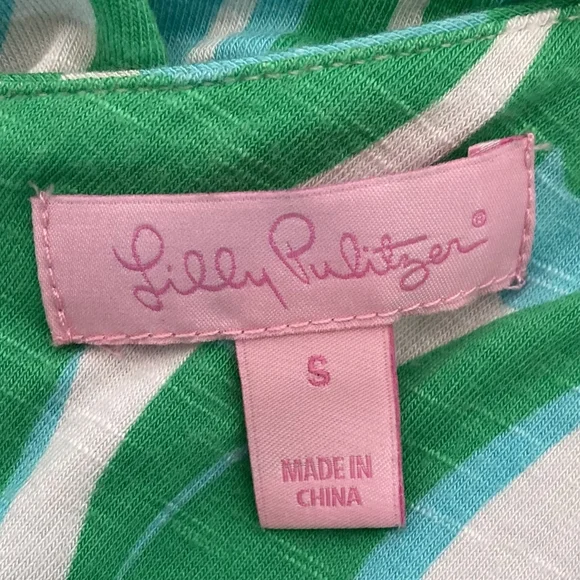 SOLD Lilly Pulitzer Villa green Finders Keepers printed flowy dress sleeveless S - Picture 11 of 11